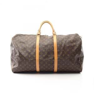 LOUIS VUITTON Authentic Brown Monogram Leather Keepall 60 Boston Bag